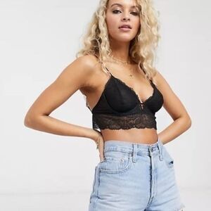 Free People M NWT Black Alyssa Lace Underwire Bra